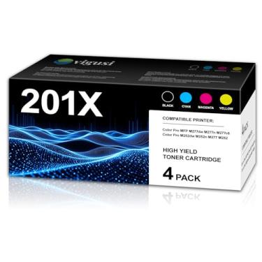 Imagem de VIGUSI Conjunto de cartuchos de toner de alto rendimento 201X compatível com CF400X CF401X CF402X CF403X Substituição para cartuchos de toner HP 201X Pro MFP M277dw M277 Impressora de tinta (pacote