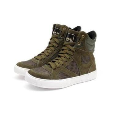 Imagem de Tênis Sneaker Feminino Cano Alto Academia Fitness Couro Legítimo-Feminino