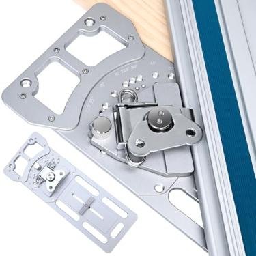 Imagem de YUWEIC Serra quadrada ajustável, guia de corte multiângulo com parada de ângulo positivo rápido de -60° a 60°, trilho de guia, transferidor, suporte de borda aprimorado, compatível com Festool, Makita