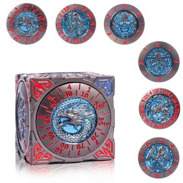 Imagem de KDSPAROS 7 in 1 Spinner DND Dice Set, Metal Roulette DND Dice with 3D Relief for Dungeons and Dragons, Premium Unique Dice Spinner for DM & Tabletop Games RPG Players (Pearl Gun-Blue)