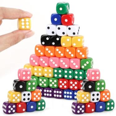 Imagem de 50 Pieces Colored Dice Set 16mm Standard Game Dices Acrylic 6 Sided Colorful Bulk Casino Dice for Casino Theme Party Board Games Vegas Birthday Party Supplies (Rounded Corner)