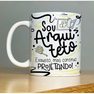 Imagem de Caneca Arquiteto Masculina Divertida Exausto Mas Continuo Projetando