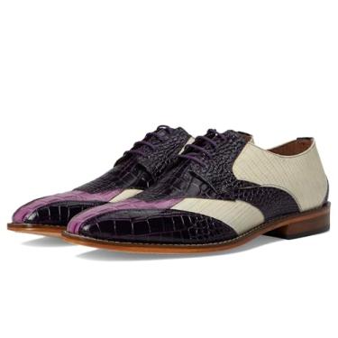 Imagem de STACY ADAMS Sapato Oxford masculino Tristano Biqueira com cadarço, Roxo multi, 14 Wide