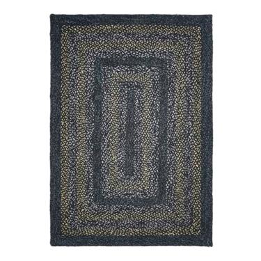 Imagem de Tapete tradicional de juta trançado, decoração rústica primitiva country para cozinha, entrada, corredor, oliva preta, 60 cm x 20 cm