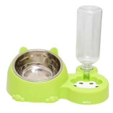Imagem de Comedouro e bebedouro Duplo Automático Para Cachorro E Gato pets (Verde-limão)