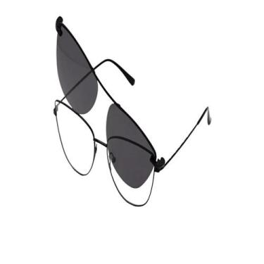 Imagem de Armação Óculos Grau E Sol Feminino Gatinho Aloha 2 Em 1 - Shark Óculos