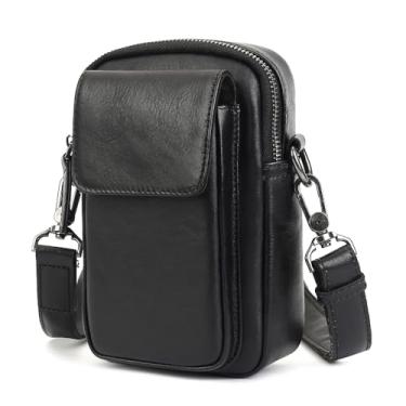 Imagem de Zhuoliang Bolsa tiracolo de couro pequena para mulheres bolsa de viagem para celular bolsa carteiro carteira clutch, Preto-9045