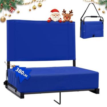 Imagem de Assentos de estádio com suporte para as costas - Assento de arquibancada portátil acolchoado com alça de ombro - Cadeira larga com encosto e almofada para esportes e eventos ao ar livre