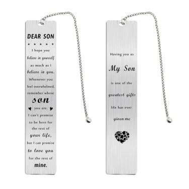 Imagem de Fetiger Presentes de Natal para filho da mãe pai para o meu filho marcador de página para meninos adolescentes, ideias de amor dos pais