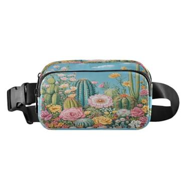 Imagem de CEBUGI Pochetes de caminhada para homens e mulheres, pochetes modernas com flores de cacto resistentes à água com cinto ajustável para treino, viagem, corrida