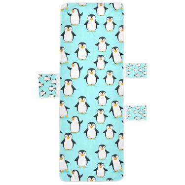 Imagem de STAYTOP Capa de toalha de cadeira de descanso, capa de espreguiçadeira macia de pinguins de desenho animado, capas de cadeira de praia com bolsos para jardim ao ar livre, pátio, pátio, banhos de sol