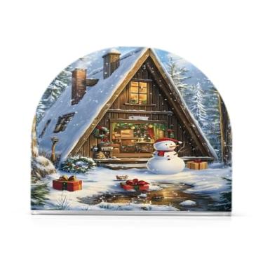 Imagem de Wassud Bonito porta-guardanapos de acrílico para boneco de neve e casa, dispensador de guardanapo de papel moderno em forma de U para mesa, cozinha, sala de jantar, bancada 1 peça (comporta 50-60