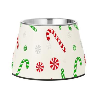 Imagem de Burbuja Tigela de ração de aço inoxidável para cães Candy Cane para comida e água, antiderrapante para cães médios e gatos, 590 ml