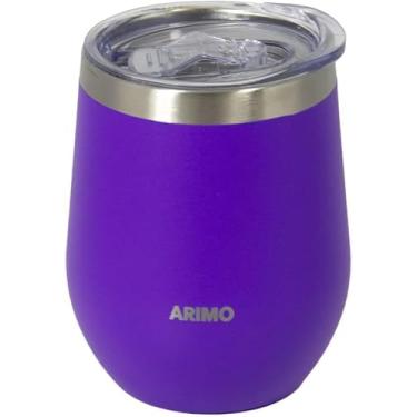 Imagem de Copo Térmico de Aço Inoxidável, 350ml, Tampa Hermética, Branco, Cilíndrico, Moderno, para Café e Bebidas roxo