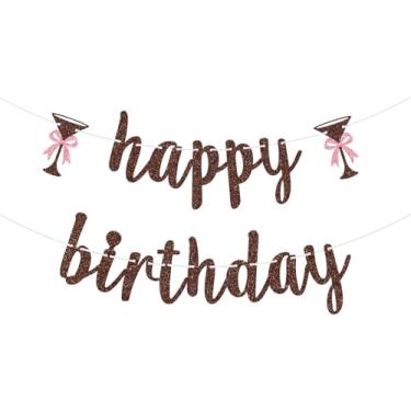 Imagem de Martini Happy Birthday Banner, Espresso Martini Birthday Decor, A Tini Bit Older, Espresso Martini Themed Party Decorations Glitter