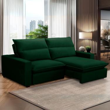 Imagem de Sofa Retratil Reclinavel 2 Lugares 2m Andreza Veludo Lansof Verde