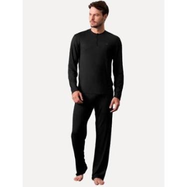 Imagem de Pijama Calvin Klein Masculino Calça Modal CK Logo Preto-Masculino