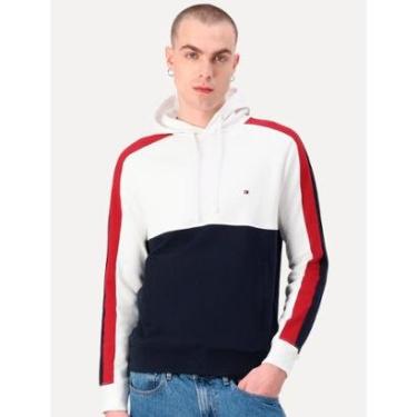 Imagem de Jaqueta Tommy Hilfiger Masculina Stripe Block Hoodie Marinho Vermelho Branco-Masculino