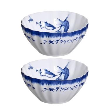 Imagem de Jogo 2 Bowl Para Sopa Tigela De Cerâmica Azul E Branco Demoiselle Scalla 650ml