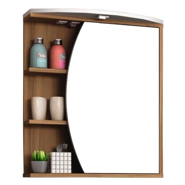 Imagem de Armário Suspenso Para Banheiro 60Cm C/Espelho Branco Nogal