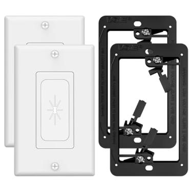 Imagem de VCELINK Cabo de placa de parede com suporte de montagem, cabo de abertura de borracha flexível para cabos de baixa tensão, suporte de parede para TV, sistema de home theater, pacote com 2, branco