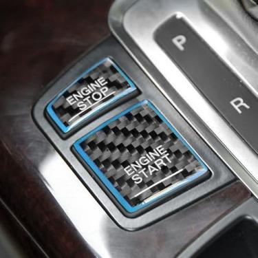 Imagem de BETTERHUMZ Acabamento da tampa do botão de partida do motor de carro compatível com Audi A6 C6 4F 2005 2006 2007 2008 2009 2010 2011 adesivo de decoração de botão de controle de fibra de carbono
