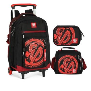 Imagem de Kit Mochila Rodas Lancheira Estojo Youtuber Enaldinho - Luxcel, Vermel