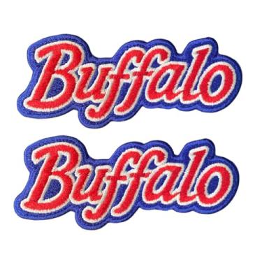 Imagem de B-Sheep 2 peças Buffalo Word Lettering Football Patch bordado ferro em adesivos para decorar roupas de artesanato