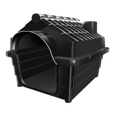 Imagem de Casinha Pet Plástica para Cães e Gatos Pequenos com Colchonete | Casa Pet Resistente com Fácil Montagem(Black,SEM COLCHONETE)