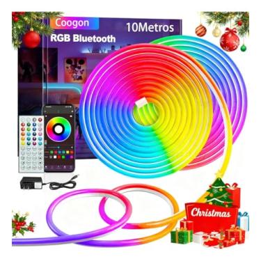 Imagem de Coogon Fita Led Neon Rgb 10m Bluethooth À Prova De Água Iluminação Com Controle Luz Para Quarto/tv (10m rgb com bluetooth)