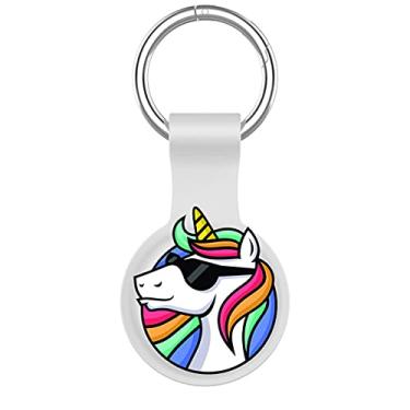 Imagem de MRDARCY Capa protetora de silicone padrão com chaveiro para Apple AirTag (unicórnio)