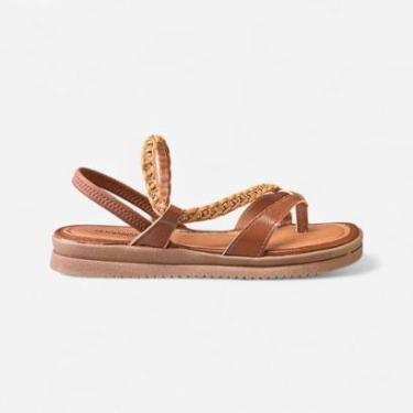 Imagem de Sandália Flatform Mississipi Tresse e Strass Tabaco-Feminino