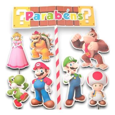 Imagem de Topo De Bolo Super Mario Bros Luigi Topper Festa Aniversário Adicionar