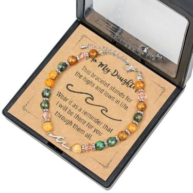 Imagem de Pulseira de onda para filha, pulseira de amizade com contas de pedras preciosas de 6 mm, presentes de aniversário para melhor amiga para mulheres, presentes para irmãs amigas, presente de festival