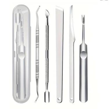 Imagem de Kit de remoção de unha encravada, 5 peças, lixa de unha e levantadores, empurrador de cutícula, ferramenta profissional cirúrgica de aço inoxidável encravada - kit de ferramentas de tratamento seguro