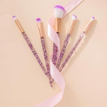 Imagem de Pincel de maquiagem com glitter de cristal para base, corretivo, sombra, blush e lábios (Roxo-5 peças)
