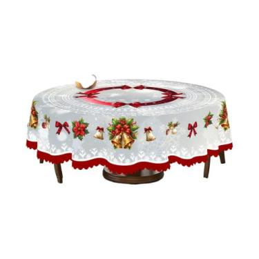 Imagem de Toalha De Mesa Temática De Natal Com Impressão, Fitas Vermelhas, Sino,