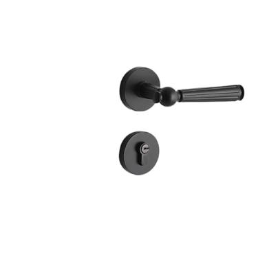 Imagem de VTGVVVTR Fechadura de porta interna para quarto, simples, magnética, silenciosa, preta, liga de zinco, maçaneta, fechadura de porta de madeira dividida (Yahei B 7255 Corpo de fechadura magnética)