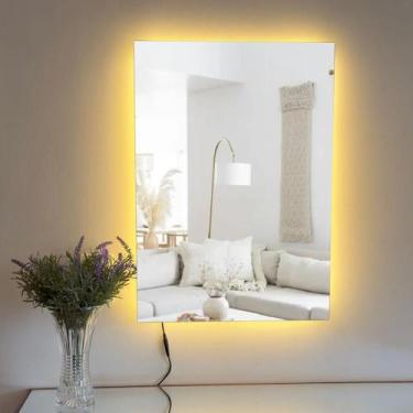 Imagem de Espelho Retangular Para Banheiro 35x60 Lapidado Com Led - Decora Loja