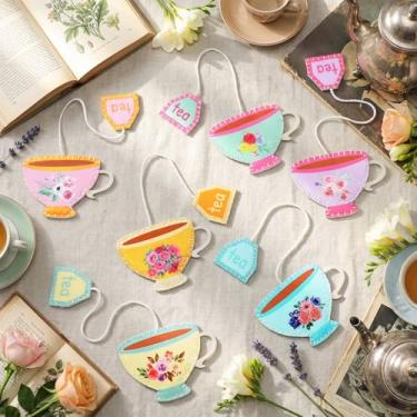 Imagem de Resurhang 12 peças retrô para saquinhos de chá, lembrancinhas de chá bordadas à mão, presentes para Natal, férias, professoras, mulheres, amantes de leitura de livros, marcas de livros