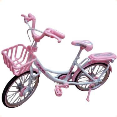 Imagem de Miniatura Bicicleta Cestinha Metal 20x14cm Escala 18 - FASHION, Rosa