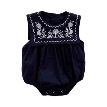 Imagem de Onesies sem mangas de uma peça de bebê, macacão bordado, roupas de ver