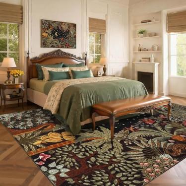 Imagem de GarveeHome Tapetes de área grande 22 x 30,5 cm para sala de estar, tapete lavável com animais da selva, macio, antiderrapante, tapete para interior, com detalhes finos para quarto, sala de jantar