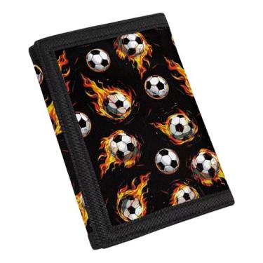 Imagem de Carteira infantil de três dobras com bolsos para moedas, carteira externa com gancho e laço para compras, Futebol de bombeiro