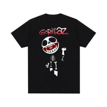 Imagem de Banda de música Gorillazs Punk Rock Print Camiseta 90s Moda Casual Cam
