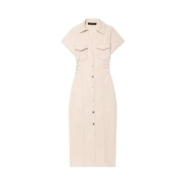 Imagem de Vestido Midi Casual De Jeans Feminino Primavera Verão Com Mangas Curta