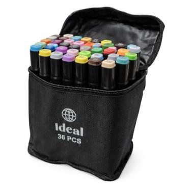 Imagem de Estojo com 36 Canetas Hidrográficas de Colorir, Pontas Macias, Tintas Vibrantes, com Estojo Resistente com Zíper, 36 Peças