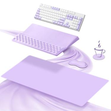 Imagem de Ospelelf Conjunto de suporte de descanso de pulso para teclado e mouse pad ergonômico com mousepad grande, conforto de espuma de memória, acessórios de mesa de escritório premium para alívio da dor