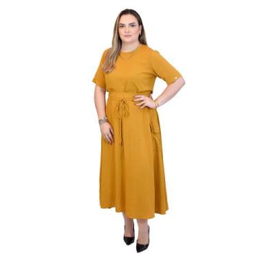 Imagem de Conjunto Casual Blusa Manga Curta + Saia Longa  Mavie, Mostarda, G