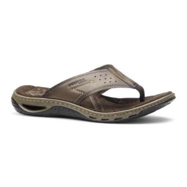 Imagem de Chinelo Em Couro Masculino De Dedo Pegada Casual Ref 131663, Cravo, 39
